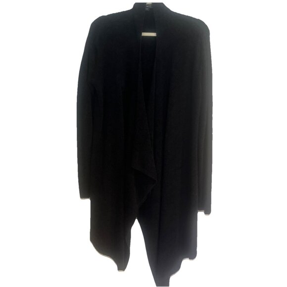 Barefoot Dreams Bamboo Chic Black Cardigan Waterfall Open Front Pockets L/XL - Picture 1 of 7